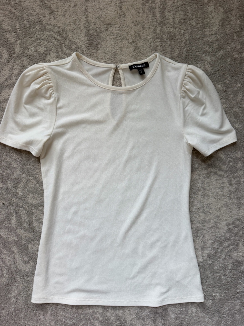 Express White Puff Sleeve Short-Sleeve Top